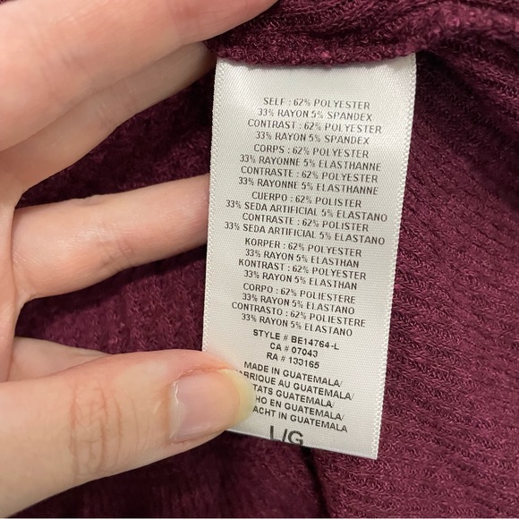 Anthropologie burgundy tunic size Large - Picture 7 of 8